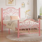 Javlergo Metal Bed Frame with Arched Headboard and Footboard, Heavy Duty Steel Slat Support, No Box Spring Needed