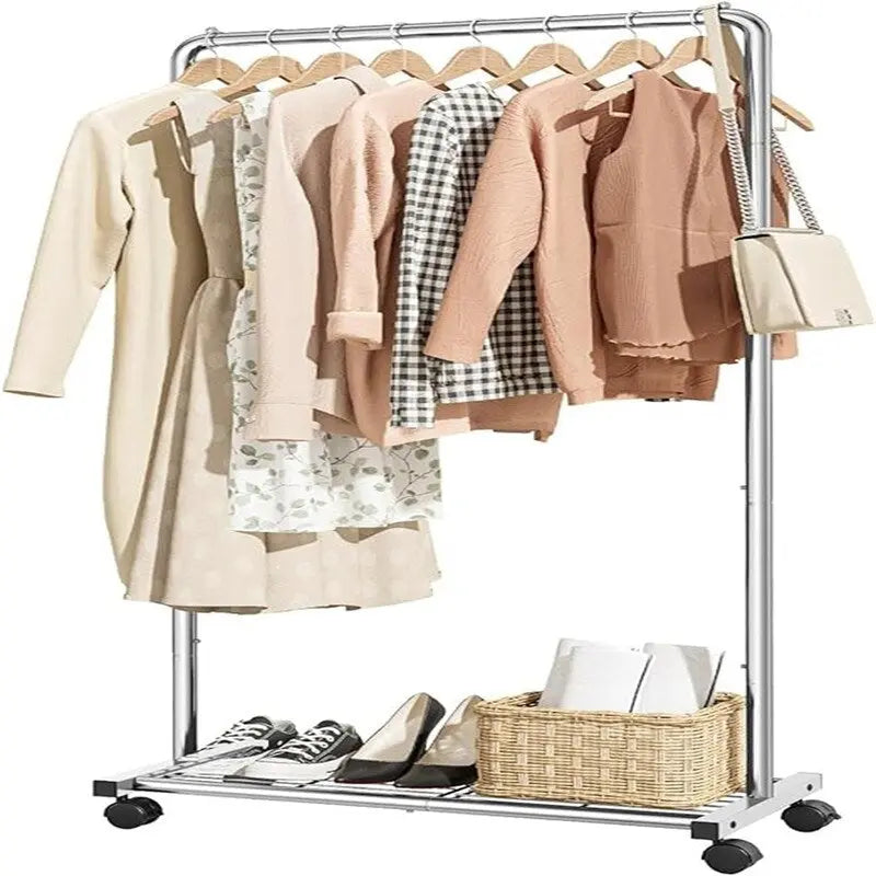 Clothing Rack with Storage Mesh Shelf