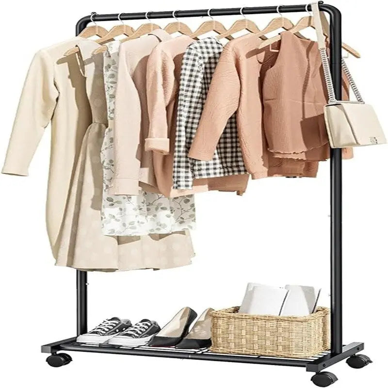 Clothing Rack with Storage Mesh Shelf