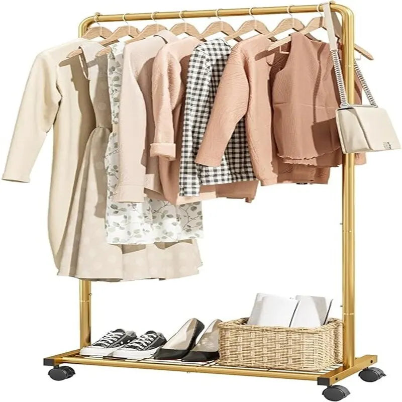 Clothing Rack with Storage Mesh Shelf