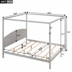 King Size Canopy Platform Bed with Headboard and Support Legs