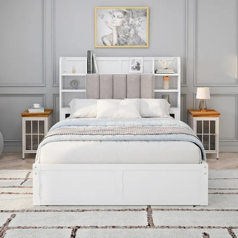 Bed Frame with 4 Under-bed Portable Storage Drawers