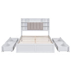 Bed Frame with 4 Under-bed Portable Storage Drawers