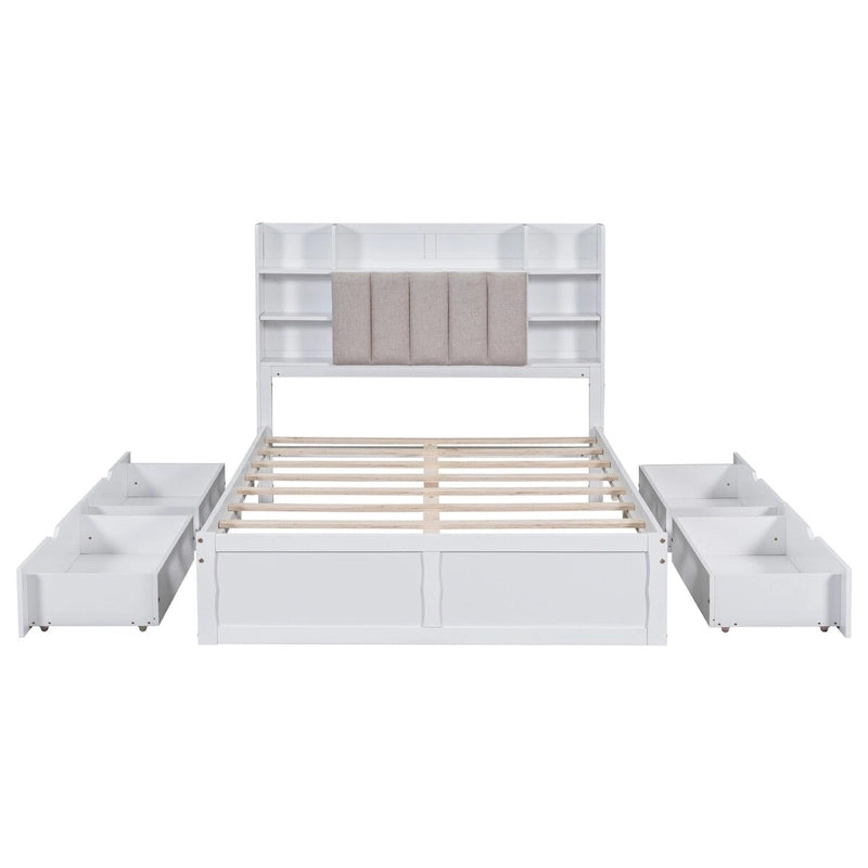 Bed Frame with 4 Under-bed Portable Storage Drawers