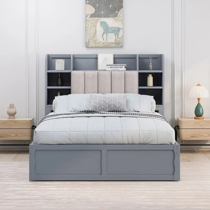 Bed Frame with 4 Under-bed Portable Storage Drawers