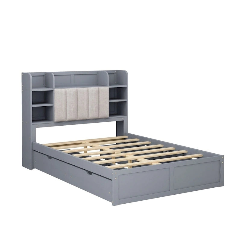 Bed Frame with 4 Under-bed Portable Storage Drawers