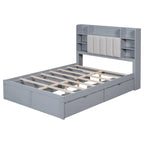 Bed Frame with 4 Under-bed Portable Storage Drawers