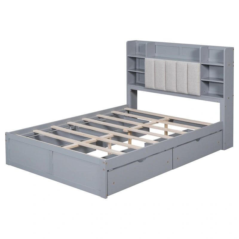Bed Frame with 4 Under-bed Portable Storage Drawers