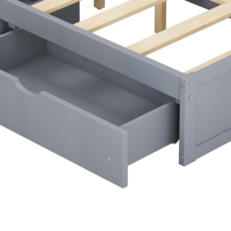 Bed Frame with 4 Under-bed Portable Storage Drawers