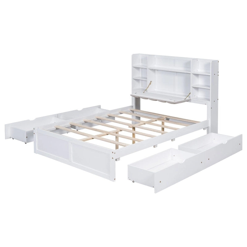 Bed Frame with 4 Under-bed Portable Storage Drawers