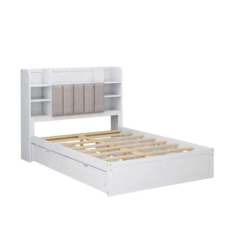 Bed Frame with 4 Under-bed Portable Storage Drawers