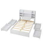 Bed Frame with 4 Under-bed Portable Storage Drawers