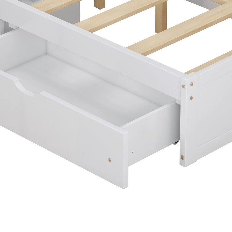 Bed Frame with 4 Under-bed Portable Storage Drawers