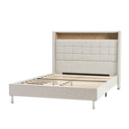 Celia Modern 61.5 Geometric Pattern Bed with Storage Headboard and Warm Night Light by HULALA HOME