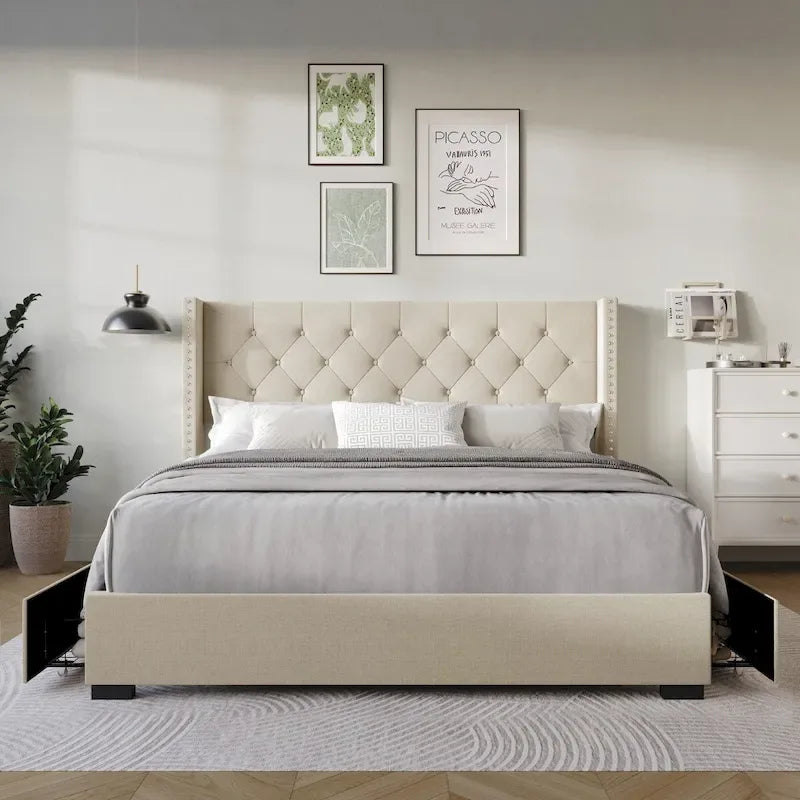 Greeley Full Tufted Upholstered Storage Platform Bed