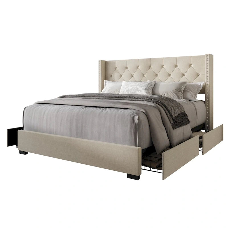 Greeley Full Tufted Upholstered Storage Platform Bed
