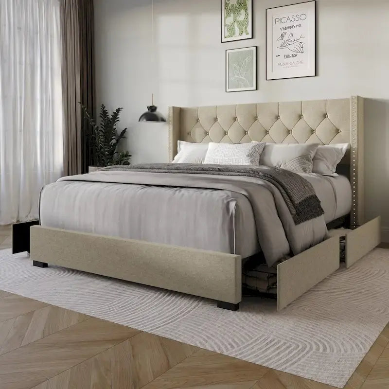 Greeley Full Tufted Upholstered Storage Platform Bed