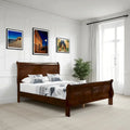 Gage Traditional Queen Sleigh Bed, Wood Frame, Rich Brown Cherry Finish