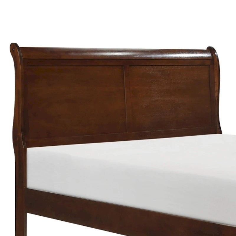 Gage Traditional Queen Sleigh Bed, Wood Frame, Rich Brown Cherry Finish