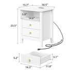 Moasis Modern LED Nightstand Set of 2 with Drawer and Storage Shelf, Bedside Table with Charging Station