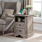 18 Farmhouse Nightstand with Charging Station, End Table,Side Table