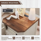 18 Farmhouse Nightstand with Charging Station, End Table,Side Table