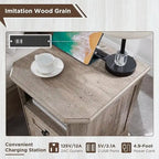 18 Farmhouse Nightstand with Charging Station, End Table,Side Table
