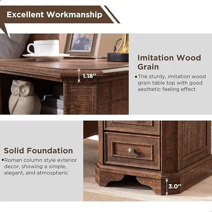 18 Farmhouse Nightstand with Charging Station, End Table,Side Table