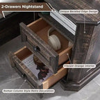 18 Farmhouse Nightstand with Charging Station, End Table,Side Table