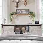 Farmhouse Queen Size Bed Frame with Storage Shelves & Charging Station