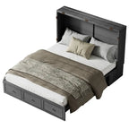 Mixoy Murphy Bed with Foldable Mattress,Modern Cube Cabinet Bed with Storage Drawer & USB Charging Station