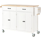 Kitchen Island Cart With Solid Wood Top and Locking Wheels