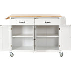 Kitchen Island Cart With Solid Wood Top and Locking Wheels