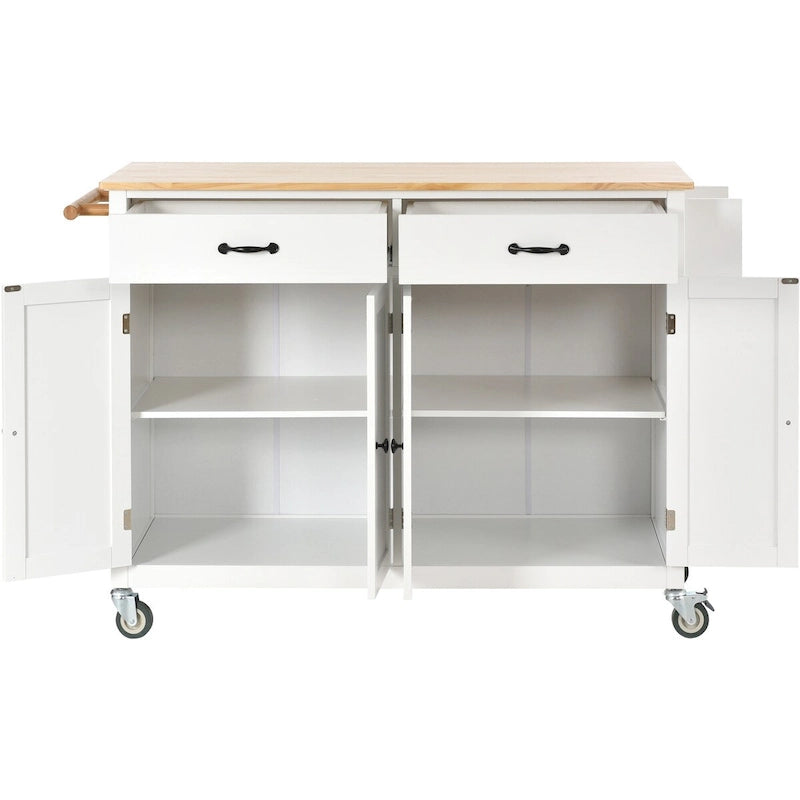 Kitchen Island Cart With Solid Wood Top and Locking Wheels