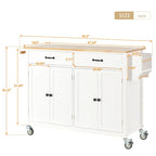 Kitchen Island Cart With Solid Wood Top and Locking Wheels