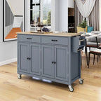 Kitchen Island Cart With Solid Wood Top and Locking Wheels