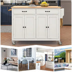 Kitchen Island Cart With Solid Wood Top and Locking Wheels