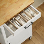 Wooden Kitchen Island Trolley Cart with Drawers