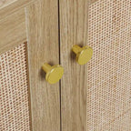 Anmytek Mid-Century Modern 2-Door Wood Rattan Buffet Sideboard Kitchen Storage Cabinet with 3 Drawers