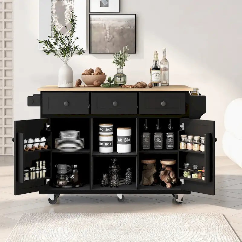 Portable Rolling Kitchen Island Cart with Storage