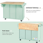 Portable Rolling Kitchen Island Cart with Storage