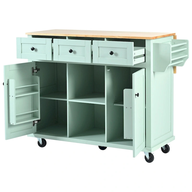Portable Rolling Kitchen Island Cart with Storage