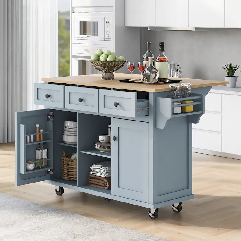 Portable Rolling Kitchen Island Cart with Storage