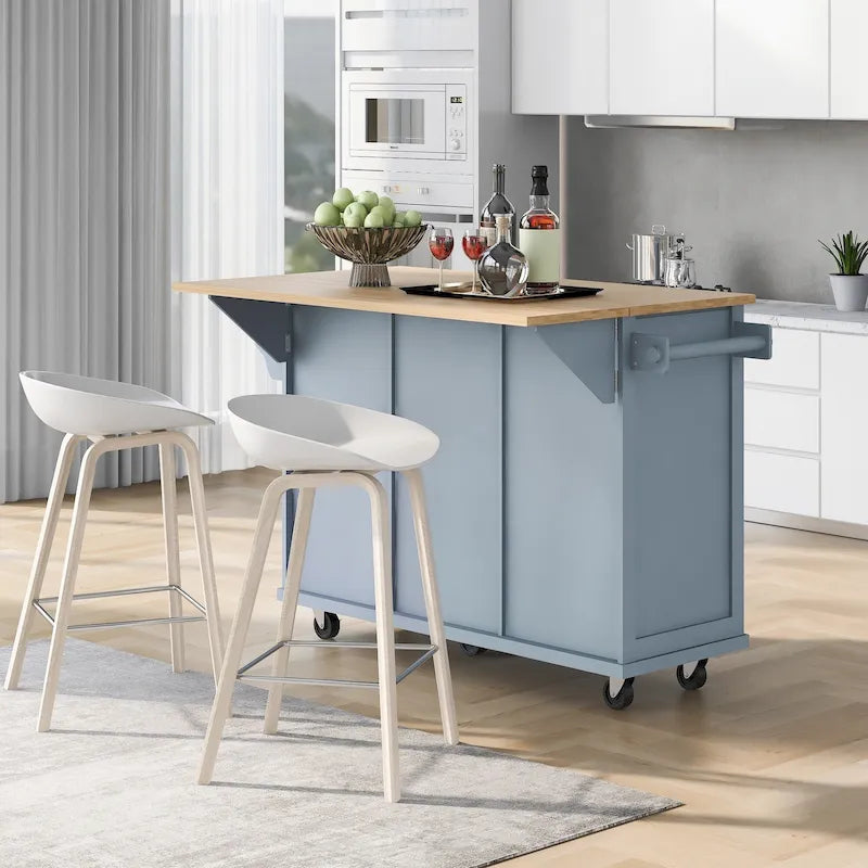 Portable Rolling Kitchen Island Cart with Storage