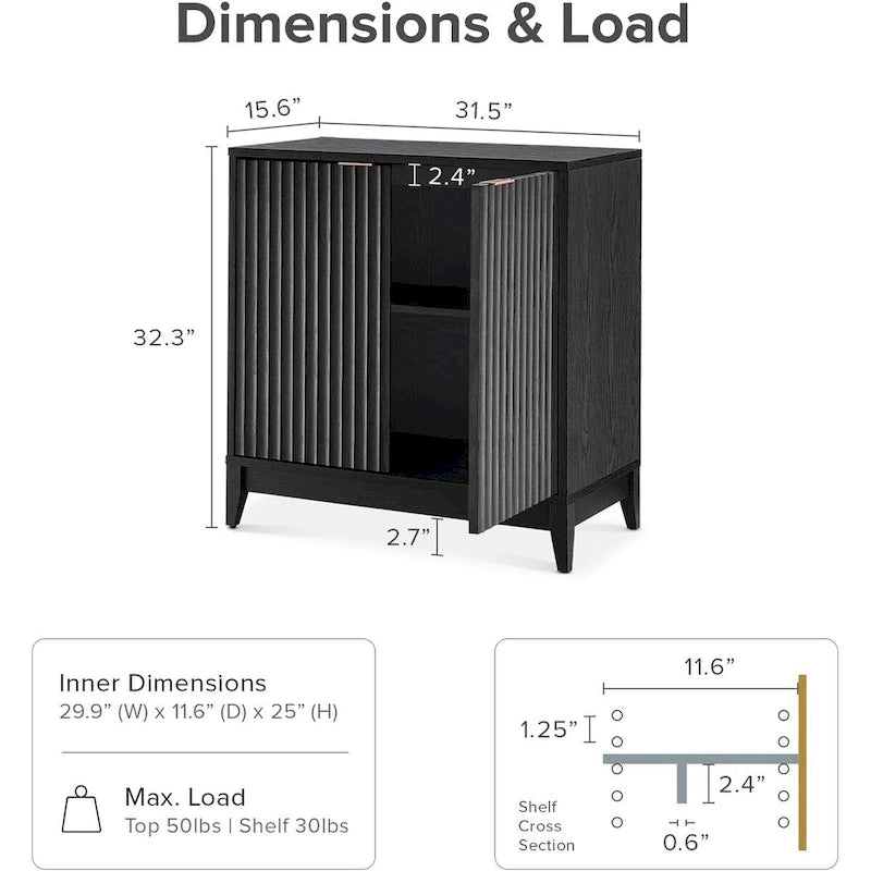Mopio Brooklyn Storage Cabinet, Modern Farmhouse Entryway Accent Cabinet, Buffet Sideboard, Credenza