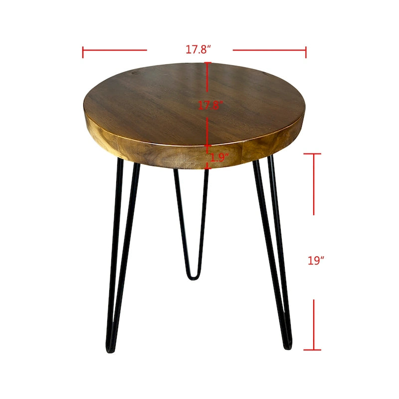 Greenage Teak End Table Solid Live Edge Side Table
