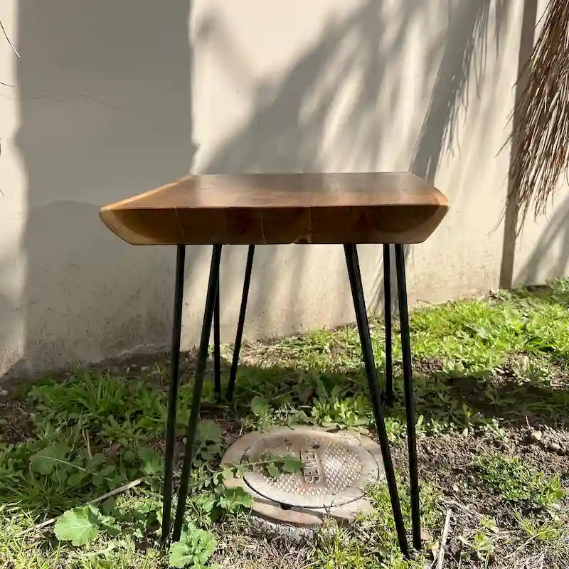 Greenage Teak End Table Solid Live Edge Side Table