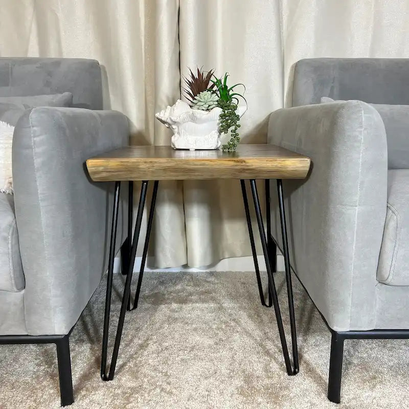 Greenage Teak End Table Solid Live Edge Side Table