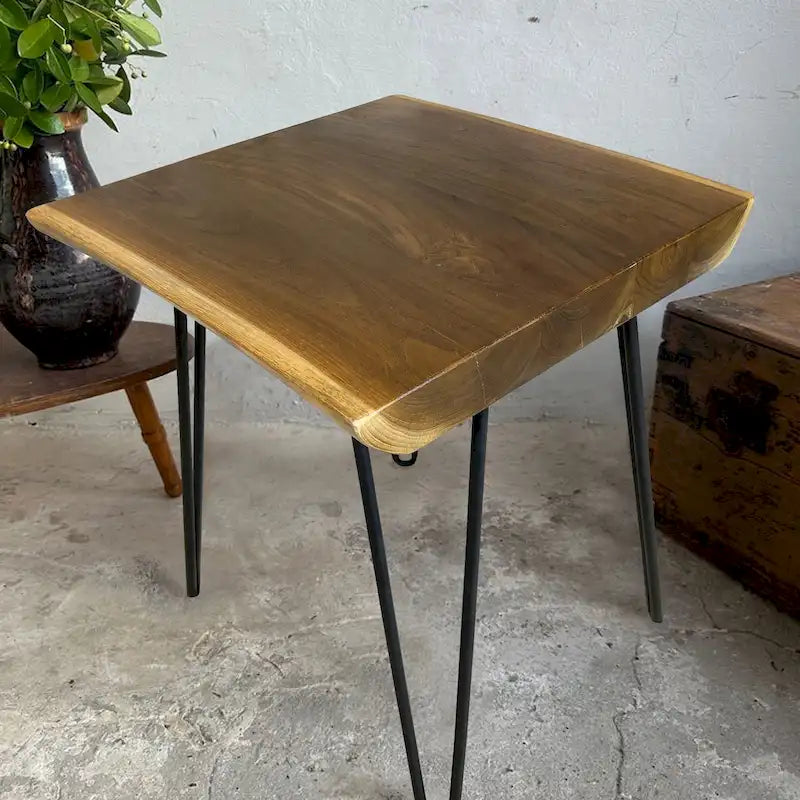Greenage Teak End Table Solid Live Edge Side Table