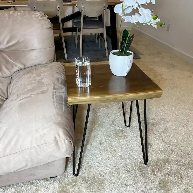 Greenage Teak End Table Solid Live Edge Side Table